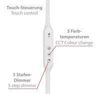 Stehlampe Office Remote, Weiß, 8 Watt, 3000 – 6000K, dimmbar, mit Fernbedienung – Briloner