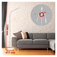 Stehlampe Office Step, Weiß, 8 Watt, 3000/4000/6000K, dimmbar, Touchdimmer – Briloner