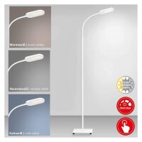 Stehleuchte Office Step, Weiß, 8 Watt, dimmbar, Touchdimmer, 158,6 x 41,7 cm – Briloner