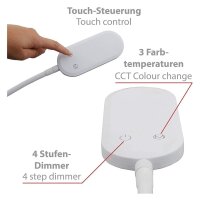 Stehleuchte Office Step, Weiß, 8 Watt, dimmbar, Touchdimmer, 158,6 x 41,7 cm – Briloner