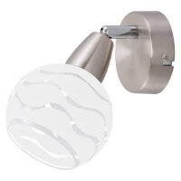 Wandstrahler Viola, Matt-Nickel, 40 Watt, E14-Fassung, Glas, Ø 8 cm – Briloner