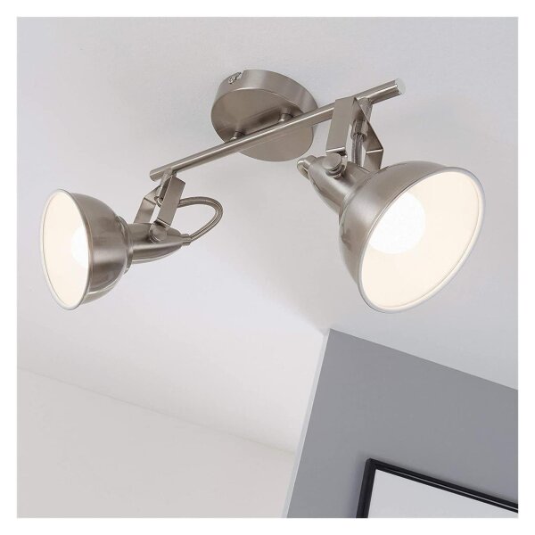 2-flammiger Deckenstrahler Soft, Satin – Weiß, 2x40W (exkl.), 30,4 x 18,1 cm – Briloner