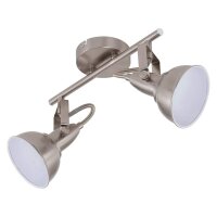 2-flammiger Deckenstrahler Soft, Satin – Weiß, 2x40W, E14-Fassung, 30,4 x 18,1 cm – Briloner