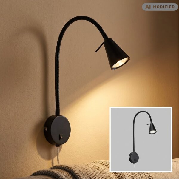 LED Wandlampe Comfort Light, Schwarz, 5 Watt, 3000K, 20,5 x 45 cm – Briloner