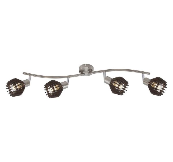 Strahler Briloner Nature Spot Nickelmatt Holz Braun Deckenlampe