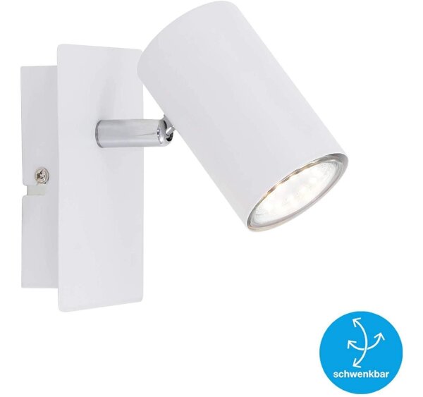 Wandstrahler Run, Weiß, 40 Watt (exkl.), schwenkbar, 12 x 12,3 cm – Briloner