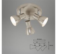 3-flammiger Deckenstrahler Cup, Matt-Nickel, 3x25W (exkl.), schwenkbar, Ø 21 cm – Briloner