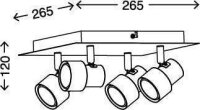 Briloner  Rock LED Deckenlampe 4-flammig Spot Eckig...