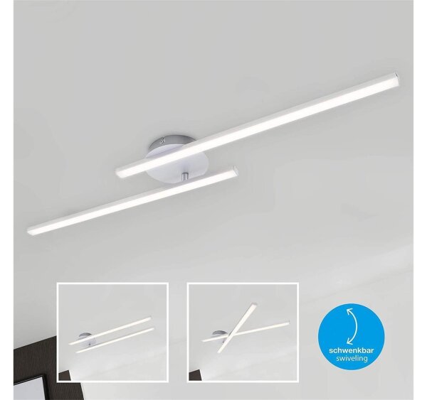 LED Deckenlampe Go, Aluminiumfarbig, 18 Watt, 3000K, schwenkbar, 78,2 x 12 x 6,1 cm – Briloner