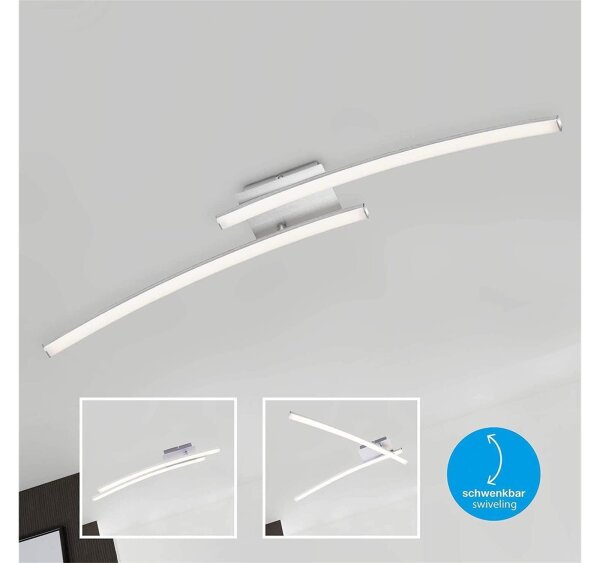 LED Deckenlampe Go, Aluminiumfarbig, 18 Watt, 3000K, schwenkbar, 78 x 10 x 10,7 cm – Briloner