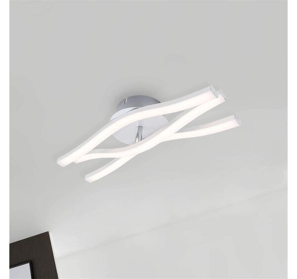 Briloner  Go LED Deckenlampe Geschwungen 18W 3-flammig Aluminiumfarbig