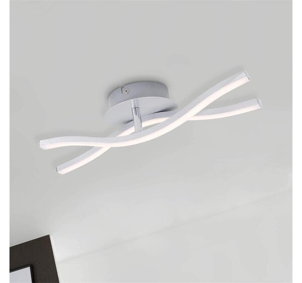 Briloner  Go LED Deckenlampe Geschwungen 12W Aluminiumfarbig