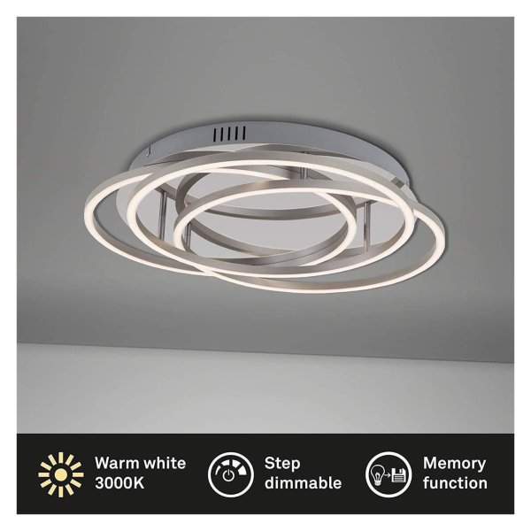 Briloner  Frame LED Deckenlampe dimmbar über Lichtschalter Alu Chrom