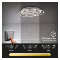 LED Deckenleuchte Frame, Alu / Chrom, 56 Watt, dimmbar, Ø 54,6 cm – Briloner