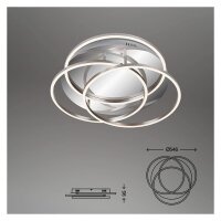 LED Deckenleuchte Frame, Alu / Chrom, 56 Watt, dimmbar, Ø 54,6 cm – Briloner