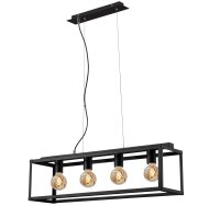 4-flammige Pendelleuchte Box, Schwarz, 4 x E27 max. 40W, 120 x 75 cm – Briloner