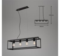 Briloner  Box 4-flammig Hängelampe Black Steel 120cm Schwarz