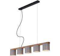 5-flammige Hängeleuchte Wood & Style, Schwarz / Grau / Braun, 5 x E14 max. 25W – Briloner