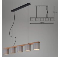5-flammige Hängeleuchte Wood & Style, Schwarz / Grau / Braun, 5 x E14 max. 25W – Briloner