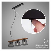 3-flammige Pendelleuchte Taunus, Schwarz / Braun, 3 x E14 max. 25W, 65 x 136 cm – Briloner