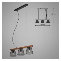 3-flammige Pendelleuchte Taunus, Schwarz / Braun, 3 x E14 max. 25W, 65 x 136 cm – Briloner