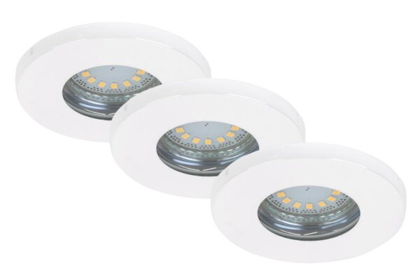 LED Einbaulampen Fit, Weiß, Bohrloch 6,8 cm, 3x5W, 3000K, IP44, Ø 8,5 cm – Briloner