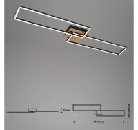 Briloner  Frame LED Deckenlampe 2-flammig 40W Fernbedienung Schwenkbar Dimmbar Holz Schwarz