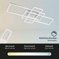 Briloner Frame LED Deckenleuchte Chrom Alu 104x42cm Dimmbar CCT Fernbedienung 55W