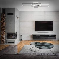 Briloner Frame LED Deckenleuchte Chrom Alu 104x42cm Dimmbar CCT Fernbedienung 55W