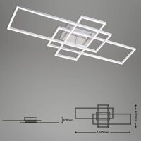 Briloner Frame LED Deckenleuchte Chrom Alu 104x42cm Dimmbar CCT Fernbedienung 55W