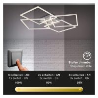 LED Deckenleuchte Frame, Alu / Chrom, 57 Watt, dimmbar, 72,4 x 72,4 x 8 cm – Briloner