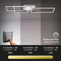 Briloner LED Deckenleuchte Frame Alu Chrom 93x26cm 44W Dimmbar Switch-Dimmer Warmweiß
