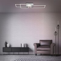 Briloner LED Deckenleuchte Frame Alu Chrom 93x26cm 44W Dimmbar Switch-Dimmer Warmweiß