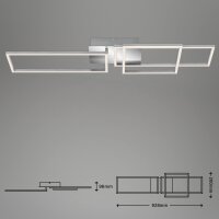 Briloner LED Deckenleuchte Frame Alu Chrom 93x26cm 44W Dimmbar Switch-Dimmer Warmweiß