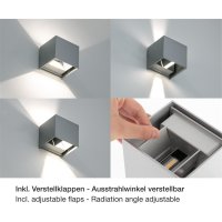 Außenleuchte Telefunken LED 7W 4000K Außenlampe IP44 UP&DOWN verstellbarer Ausstrahlwinkel Wandleuchte Silber