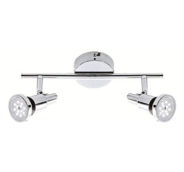 2-flammiger Deckenstrahler Bath, Chrom, 2x4W, 3000K, schwenkbar, IP44 – Briloner
