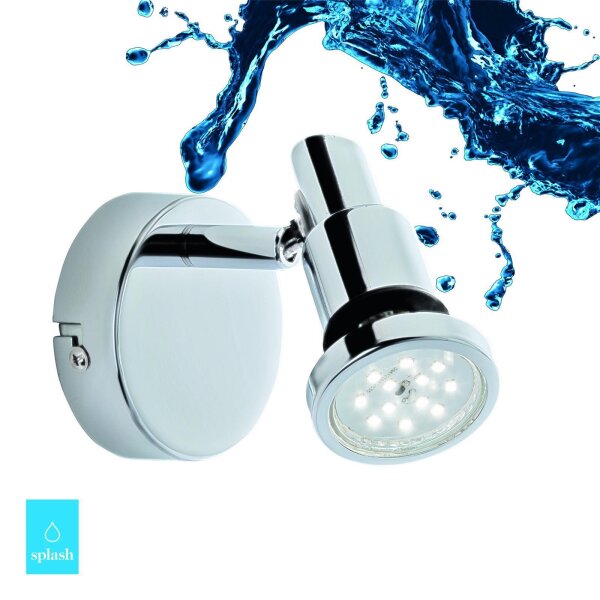 Wandstrahler Bath, Chrom, 4 Watt, schwenkbar, IP44, Ø 8 cm – Briloner