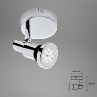 Wandspot Bath, Chrom, 4 Watt, 3000K, schwenkbar, IP44, Ø 8 cm – Briloner