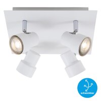 4-flammiger Deckenstrahler Rock, Weiß, 4x5W, 3000K, 26,5 x 26,5 x 12 cm – Briloner