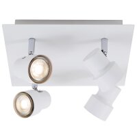 4-flammiger Deckenstrahler Rock, Weiß, 4x5W, 3000K, 26,5 x 26,5 x 12 cm – Briloner
