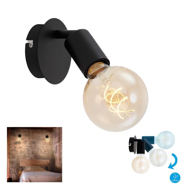 Briloner  Pearl Wandlampe 1-flammig Schwenkbar Spot Schwarz