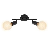 2-flammiger Deckenstrahler Pearl, Schwarz, 2x60W, E27-Fassung, schwenkbar – Briloner
