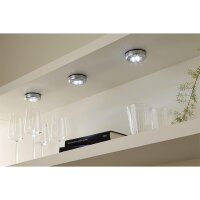 Briloner LED Unterbauleuchte 5er-Set Titan, batteriebetrieben, Push-Schalter, Ø 6,8 cm