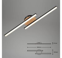 Deckenleuchte Briloner LED Deckenlampe 2-flammig 12W Holz Schwarz