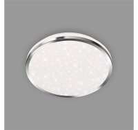 LED Deckenleuchte Splash, Chrom, 12 Watt, 4000K, Sternenhimmel-Effekt, IP44, Ø 28 cm – Briloner