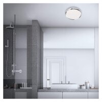LED Deckenleuchte Splash, Chrom, 12 Watt, 4000K, Sternenhimmel-Effekt, IP44, Ø 28 cm – Briloner
