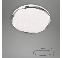 LED Deckenleuchte Splash, Chrom, 12 Watt, 4000K, Sternenhimmel-Effekt, IP44, Ø 28 cm – Briloner