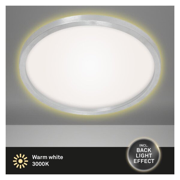LED Deckenleuchte Cadre, Aluminium, 22 Watt, 3000K, Backlight-Effekt, Ø 42,5 cm – Briloner