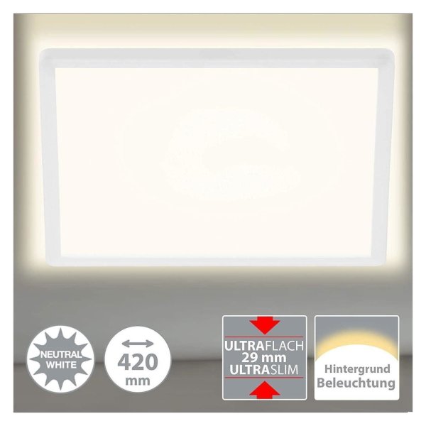 B-Kartonage Briloner  Slim LED Panel 22W Back Light Effekt Quadratisch Weiß