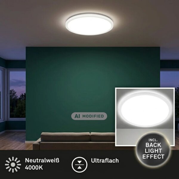 Briloner Slim LED Panel Ø42cm Weiß mit Back Light Effekt, 22W 4000K